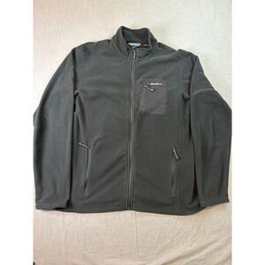 Eddie Bauer Jacket Mens XL Black First Ascent Polartec Full Zip Fleece Mock Neck
